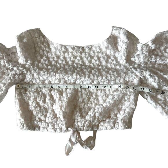 Milly Lydia Floral-Embroidered Lace Crop Top Women's S White Bell Sleeve Boho - Picture 6 of 8